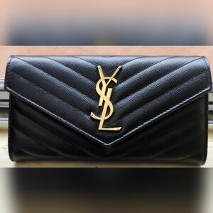 Yves Saint Laurent Black Quilted Leather Clutch
